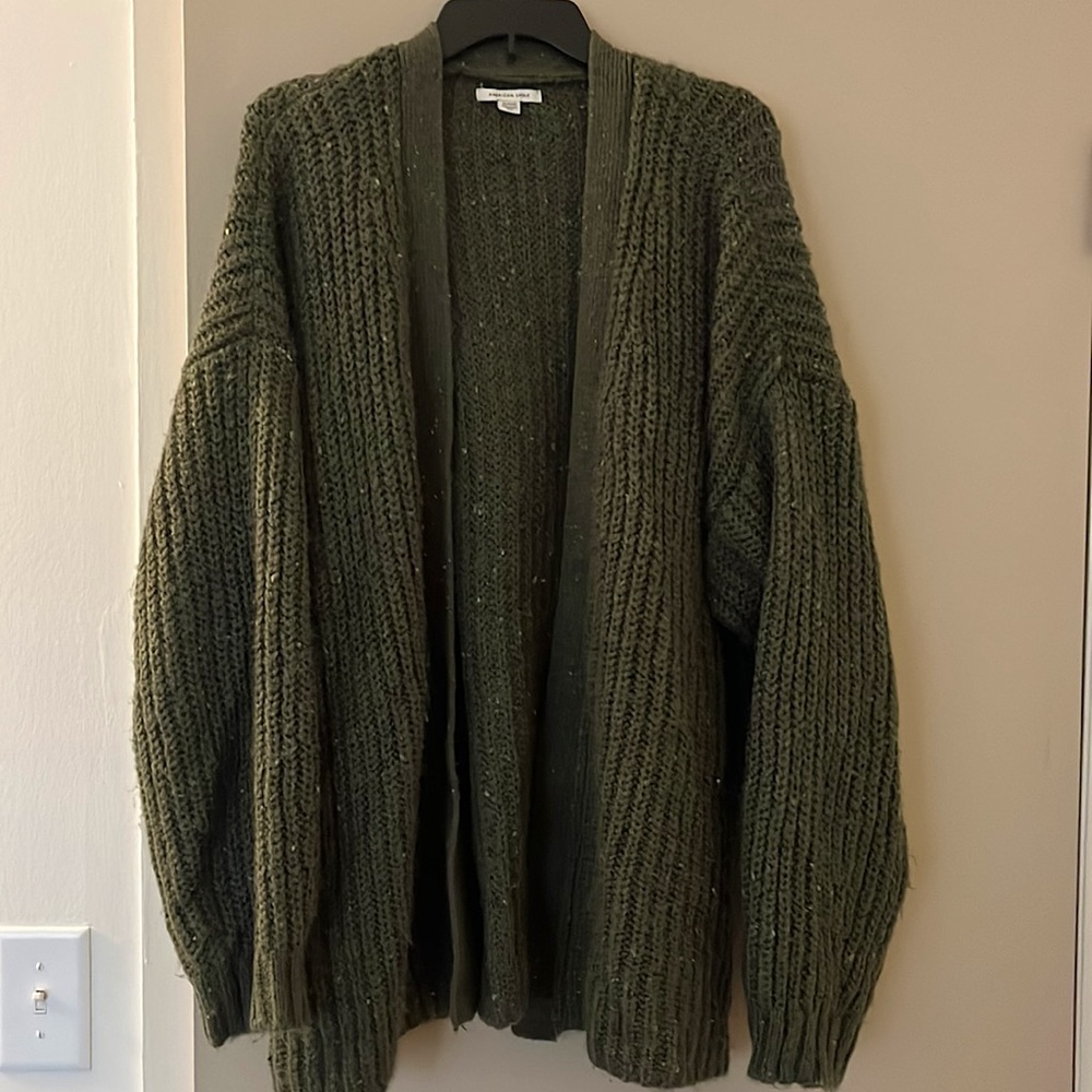 Green cozy cardigan